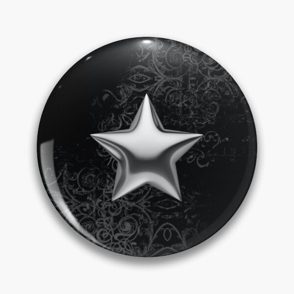 Item preview, Silver Chrome Star Gothic Damask - Y2K Cyber Goth Print designed and sold by BrontesWhimsyStore.