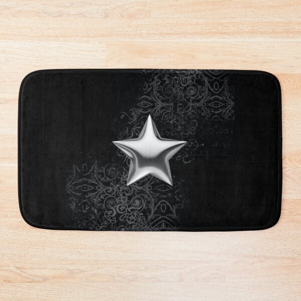 Item preview, Silver Chrome Star Gothic Damask - Y2K Cyber Goth Print designed and sold by BrontesWhimsyStore.