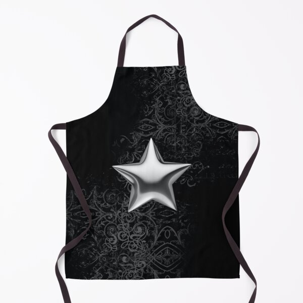 Item preview, Silver Chrome Star Gothic Damask - Y2K Cyber Goth Print designed and sold by BrontesWhimsyStore.