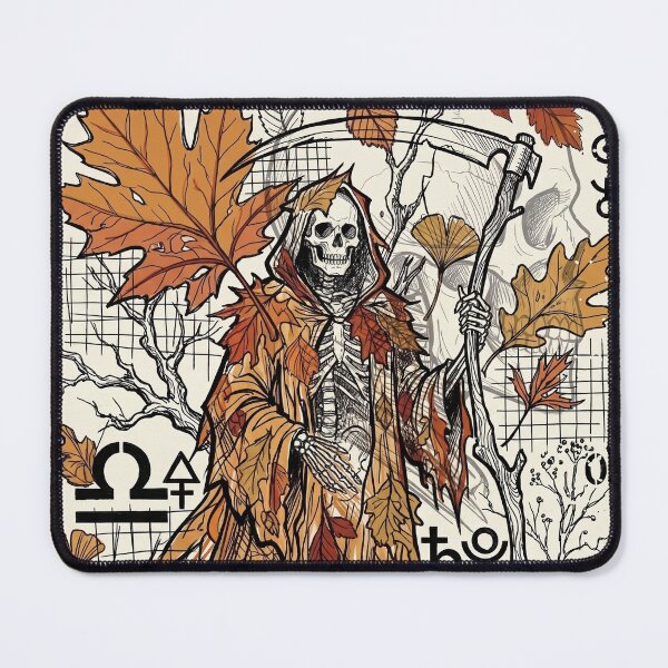 Item preview, Autumn Death - Gothic Grim Reaper Fall Astrology Foliage Art designed and sold by FreiherrPK.