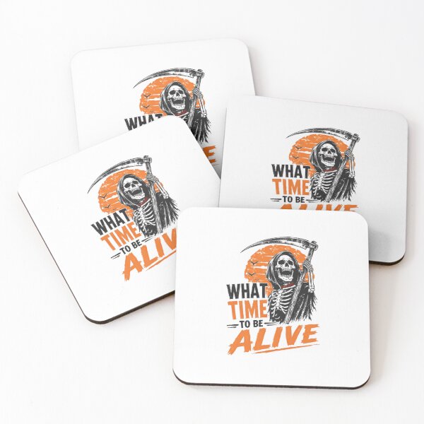 Item preview, What Time To Be Alive Grim Reaper Halloween Dark Humor designed and sold by RetroMini2026.