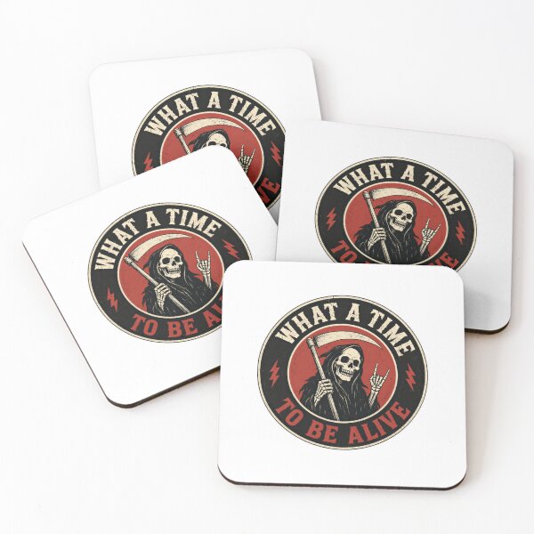 Item preview, What A Time To Be Alive Grim Reaper Metalhead Rocker Dark Humor designed and sold by RetroMini2026.