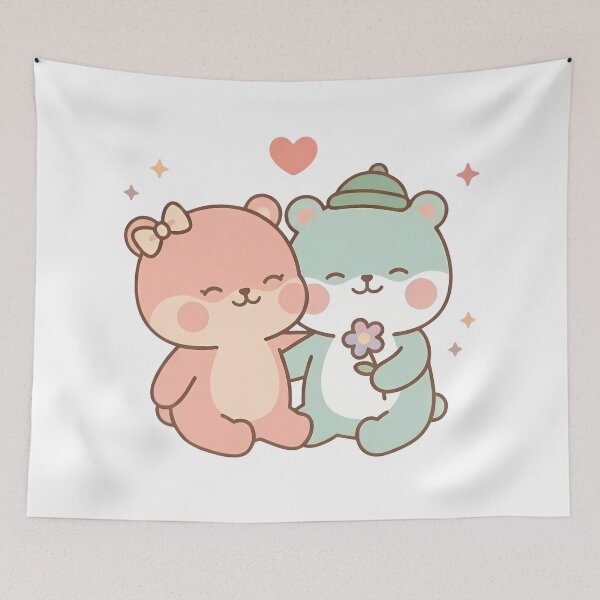 Item preview, Kawaii Cute Bears Pastel Flower designed and sold by Cuddly-Critters.