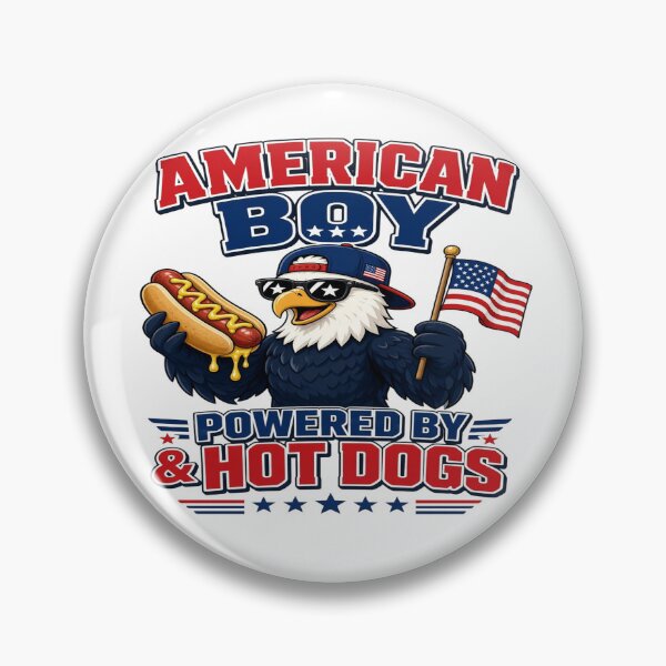Item preview, American Boy Powered by Hotdogs – Funny Patriotic Eagle USA Shirt designed and sold by Sushikidsntoddlers.
