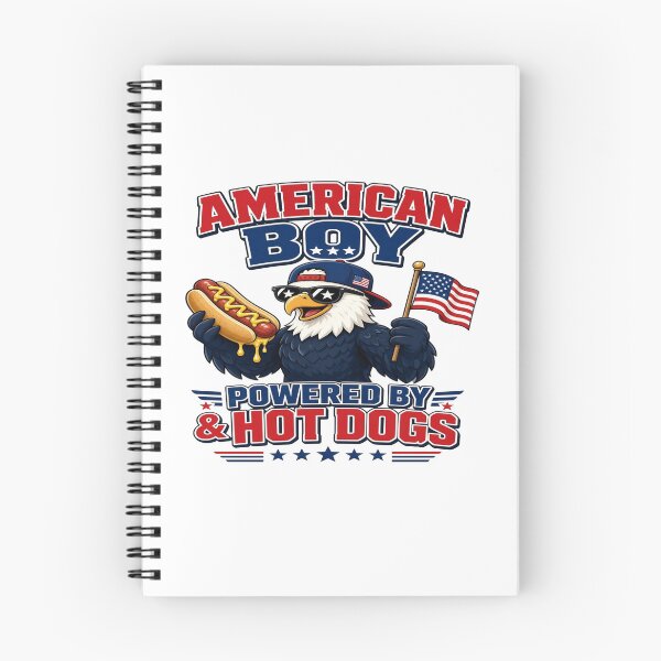 Item preview, American Boy Powered by Hotdogs – Funny Patriotic Eagle USA Shirt designed and sold by Sushikidsntoddlers.