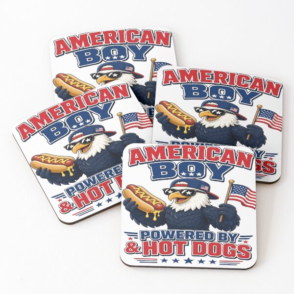 Item preview, American Boy Powered by Hotdogs – Funny Patriotic Eagle USA Shirt designed and sold by Sushikidsntoddlers.