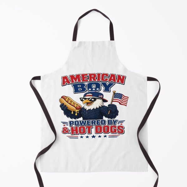 Item preview, American Boy Powered by Hotdogs – Funny Patriotic Eagle USA Shirt designed and sold by Sushikidsntoddlers.
