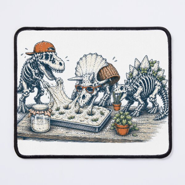 Item preview, Funny Dinosaur Skeleton Baking Sourdough Bread & Pizza Dough - Vintage Skeleton T-Rex Stegosaurus Triceratops Baker Illustration designed and sold by zhivago1980.