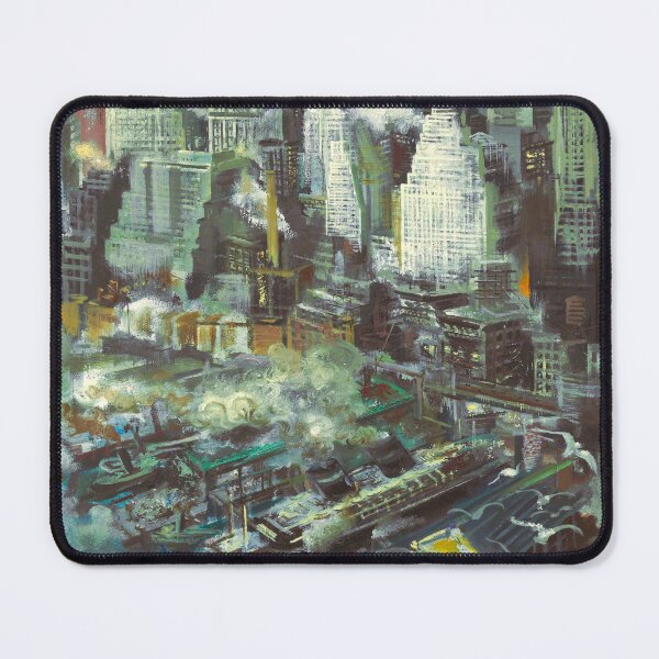 Item preview, New York Harbor skyline cityscape landscape painting by George Grosz designed and sold by Jéanpaul Ferro.
