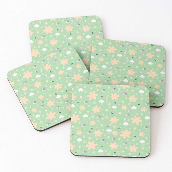 Item preview, Children's Pattern of Snails, Large Flowers and Rain Clouds designed and sold by Pattique.