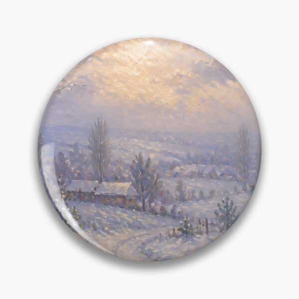 Item preview, Impressionist Winter Snow Landscape Sunset Oil Painting Wall Art Print designed and sold by Wandered North.