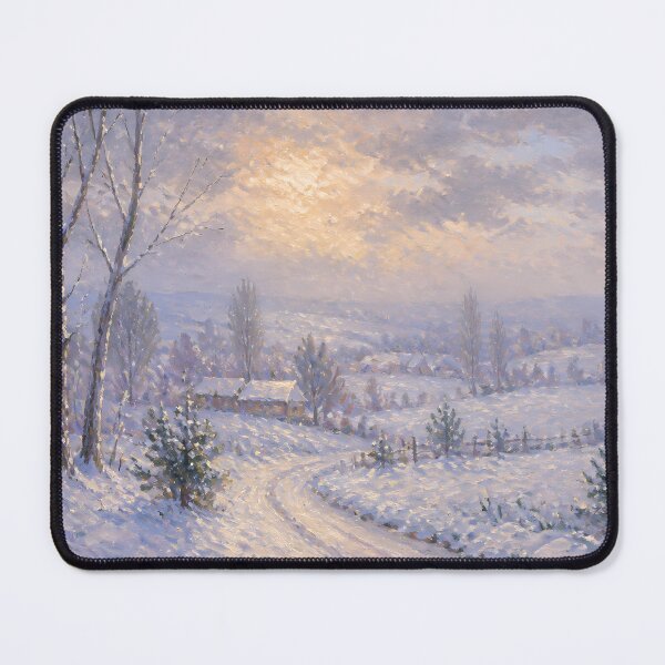 Item preview, Impressionist Winter Snow Landscape Sunset Oil Painting Wall Art Print designed and sold by Wandered North.