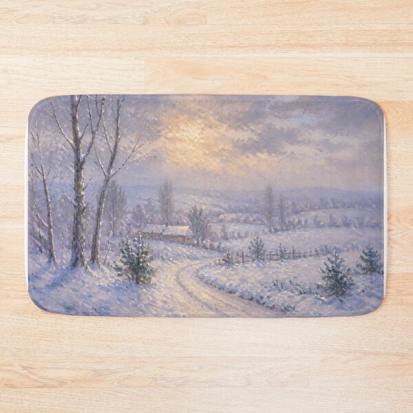 Item preview, Impressionist Winter Snow Landscape Sunset Oil Painting Wall Art Print designed and sold by Wandered North.