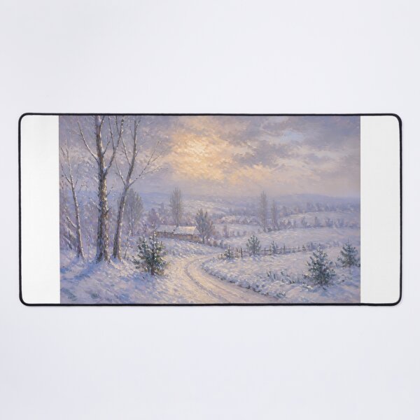Item preview, Impressionist Winter Snow Landscape Sunset Oil Painting Wall Art Print designed and sold by Wandered North.