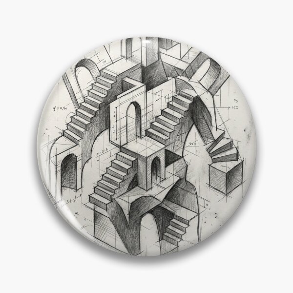 Item preview, The Architect of Chaos – Hand Drawn Geometric Pencil Sketch designed and sold by Bathu Designs.