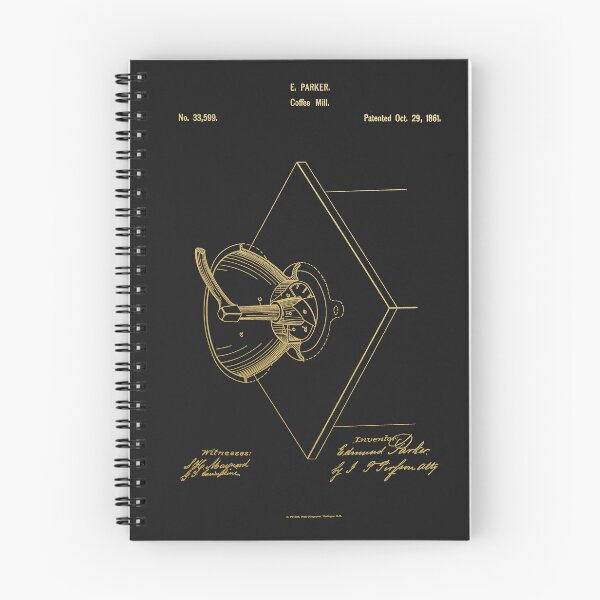 Item preview, Vintage 1861 Geometric Coffee Mill Patent Art - Parker Industrial Grinder Blueprint  designed and sold by incognipress.
