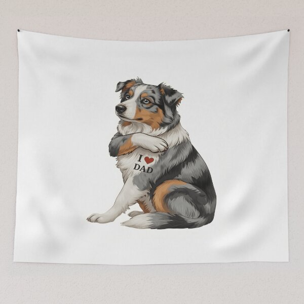 Item preview, Australian Shepherd I Love Dad Tattoo Shirt designed and sold by fimacurtuse.