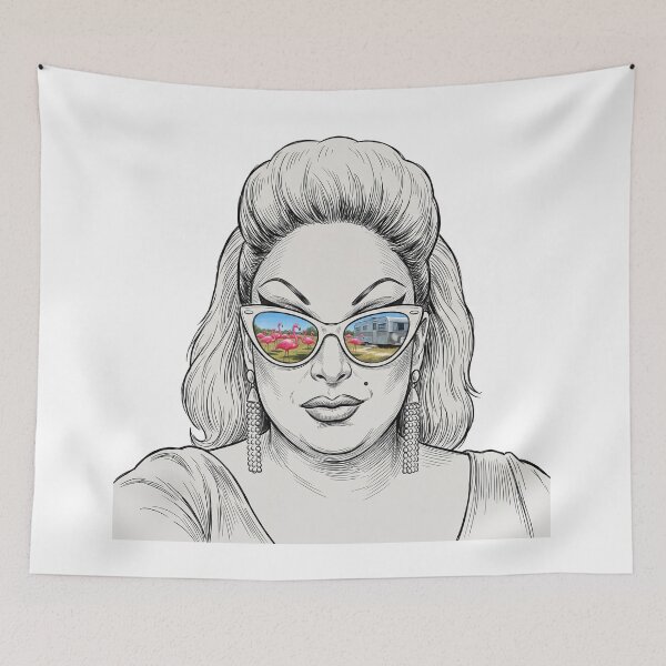 Item preview, Divine Pink Flamingos Trailer Shades Reflection designed and sold by Bad-Decisions-Designs.