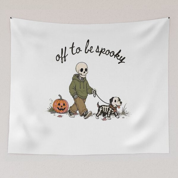 Item preview, Off To Be Spooky Skeleton Walking Dog Shirt designed and sold by Blebaylem.