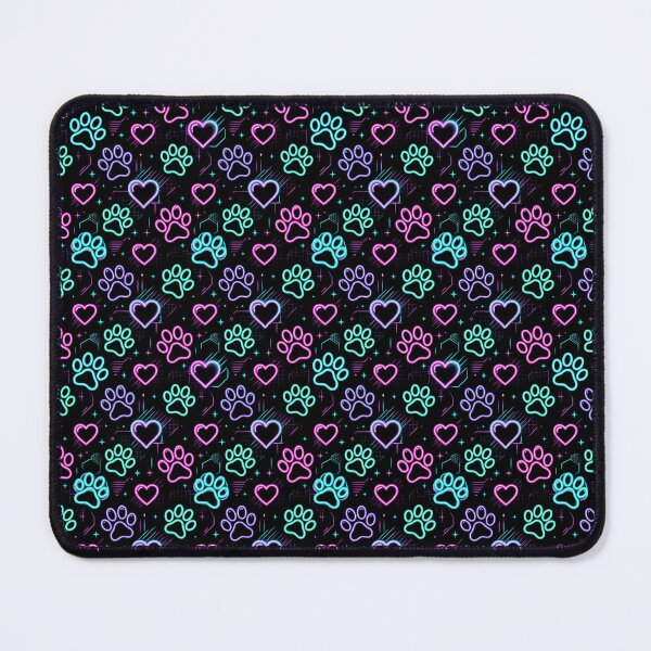 Item preview, Vintage Neon Light Pattern: Dog and Cat Paw Prints designed and sold by FootprintofLove.
