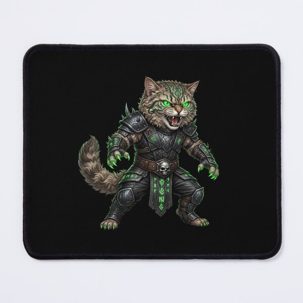 Item preview, Runic Cat Warrior - Dark Fantasy Armored Cat with Green Magic designed and sold by TOOBIC.