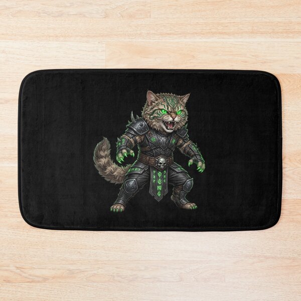 Item preview, Runic Cat Warrior - Dark Fantasy Armored Cat with Green Magic designed and sold by TOOBIC.