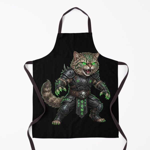 Item preview, Runic Cat Warrior - Dark Fantasy Armored Cat with Green Magic designed and sold by TOOBIC.