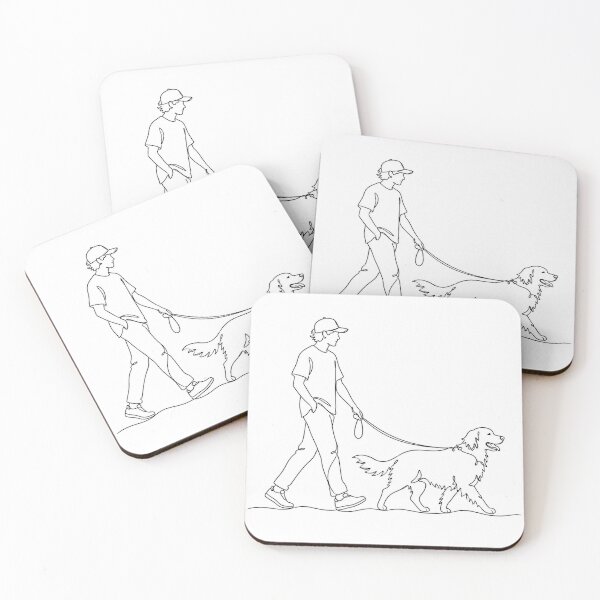 Item preview, Minimalist Owner and Golden Retriever Walking designed and sold by A Light Worker.