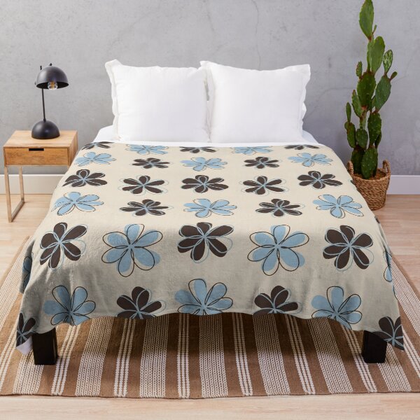 Item preview, Retro Blue and Brown Floral Pattern designed and sold by ITCHAWAWAA.