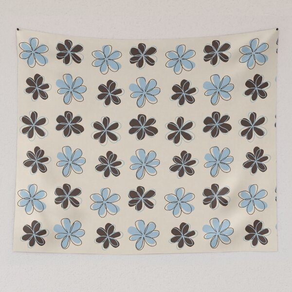 Item preview, Retro Blue and Brown Floral Pattern designed and sold by ITCHAWAWAA.