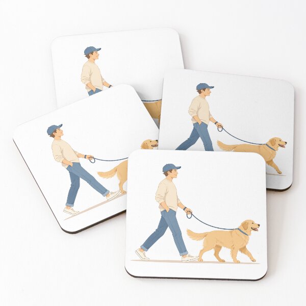 Item preview, Casual Stroll Flat Design Owner and Golden Retriever designed and sold by A Light Worker.