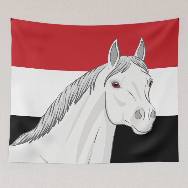 Item preview, The head of an Abbayan horse and the flag of Yemen designed and sold by Cheval-de-coeur.