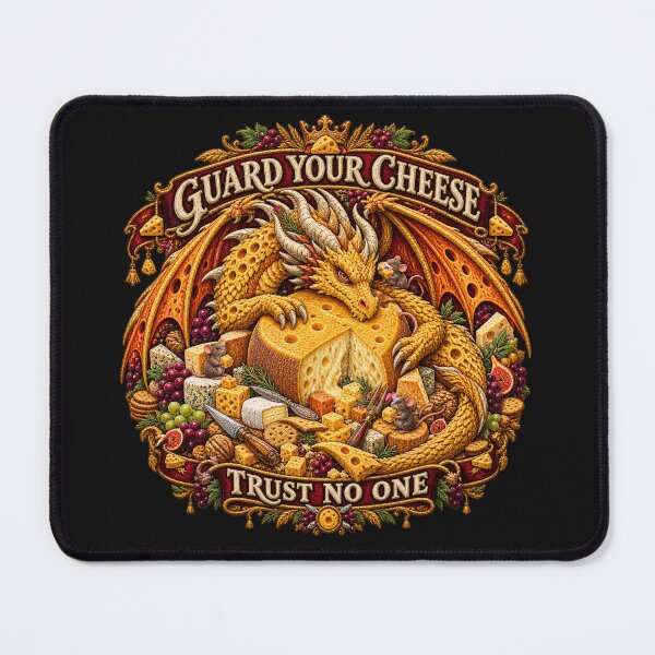 Item preview, Cheese Dragon – Guard Your Cheese Fantasy Embroidery for Cheese Lovers designed and sold by Emoji Emblems.