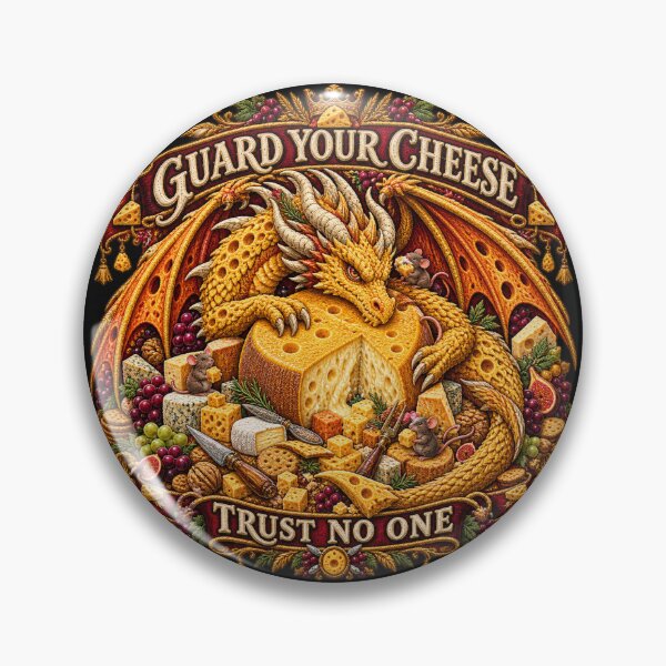 Aperçu de l'œuvre Dragon du Fromage – Protégez votre fromage ! Broderie fantaisie pour les amateurs de fromage créée et vendue par Emoji Emblems.