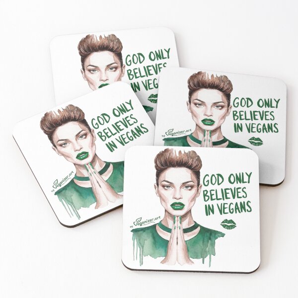 Item preview, God Only Believes In Vegans Watercolor Art designed and sold by Veganizer.art.
