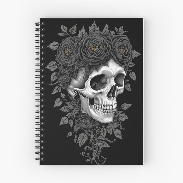Item preview, Gothic Human Skull Crowned With Dark Black Roses designed and sold by LOL-N-LIFESTYLE.