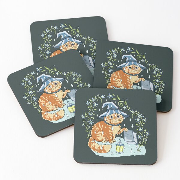 Item preview, Cat Book Wizard Whimsical Cottagecore Rain Illustration designed and sold by LeshanArt.