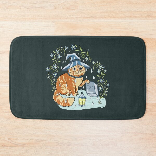 Item preview, Cat Book Wizard Whimsical Cottagecore Rain Illustration designed and sold by LeshanArt.