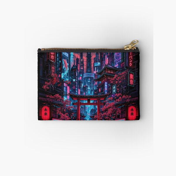 Item preview, Cyberpunk Tokyo Futuristic Cityscape Crimson Moon Neon Art designed and sold by vekotpu.