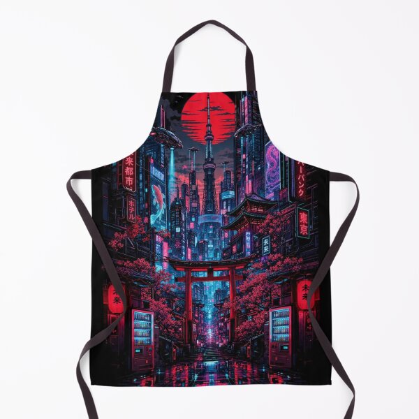 Item preview, Cyberpunk Tokyo Futuristic Cityscape Crimson Moon Neon Art designed and sold by vekotpu.