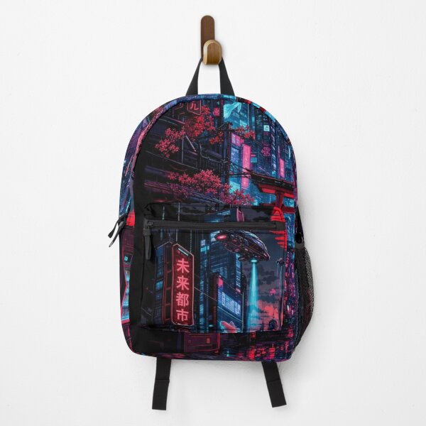 Item preview, Cyberpunk Tokyo Futuristic Cityscape Crimson Moon Neon Art designed and sold by vekotpu.