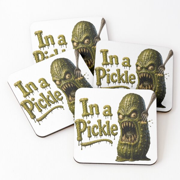 Item preview, In a Pickle - Funny Scary Monster Pickle with Fork Horror Comedy Food designed and sold by HorrorWorldWeb.