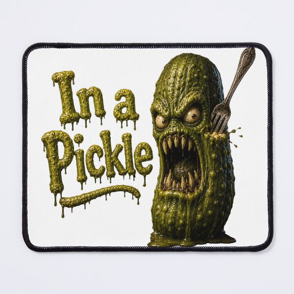 Item preview, In a Pickle - Funny Scary Monster Pickle with Fork Horror Comedy Food designed and sold by HorrorWorldWeb.