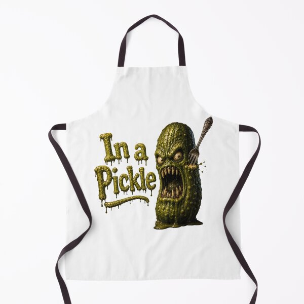 Item preview, In a Pickle - Funny Scary Monster Pickle with Fork Horror Comedy Food designed and sold by HorrorWorldWeb.