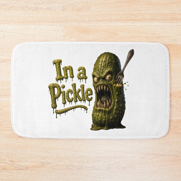 Item preview, In a Pickle - Funny Scary Monster Pickle with Fork Horror Comedy Food designed and sold by HorrorWorldWeb.