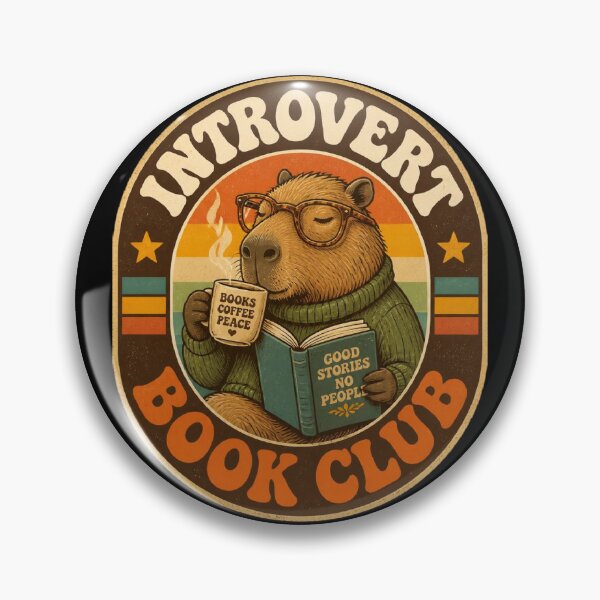 Item preview, Retro Capybara Reading Books Drinking Coffee Introvert Club designed and sold by LOL-N-LIFESTYLE.