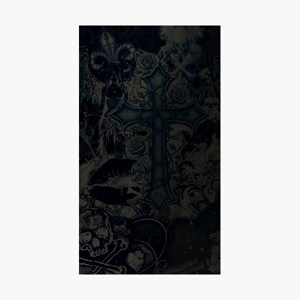 Item preview, Cyber Sigilism Mall Goth Skull Cross - Dark Aesthetic Rose Thorn Graphic designed and sold by BrontesWhimsyStore.