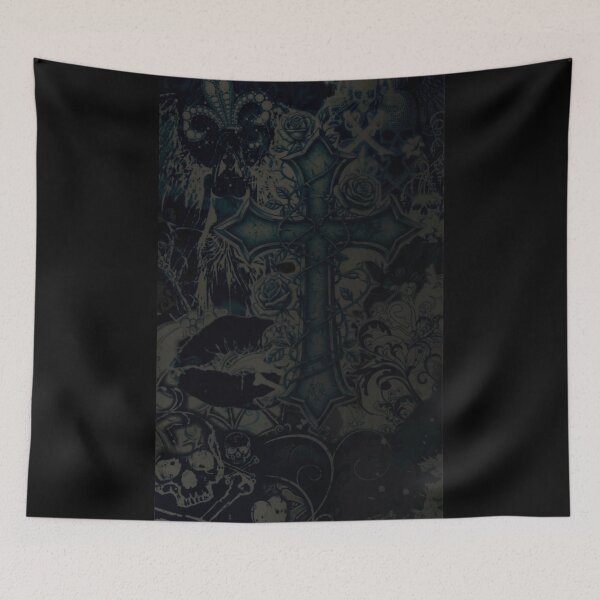 Item preview, Cyber Sigilism Mall Goth Skull Cross - Dark Aesthetic Rose Thorn Graphic designed and sold by BrontesWhimsyStore.
