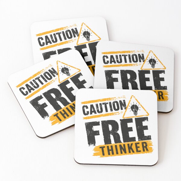 Item preview, Caution Free Thinker Independent Thinker Critical Thinking Philosophy designed and sold by SkeletonsDanger.