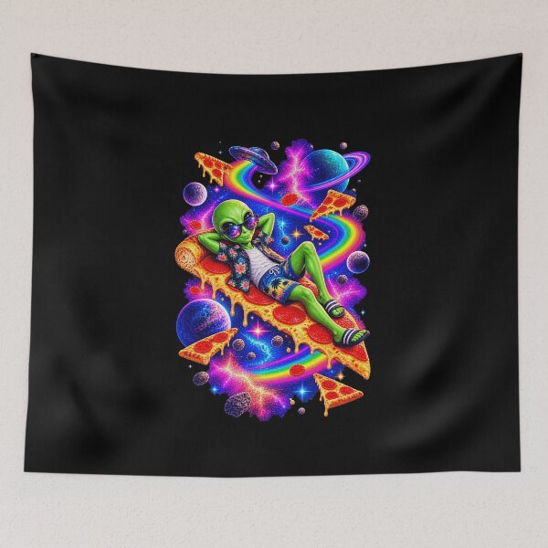 Item preview, Funny Alien Space Pizza Vacation Art designed and sold by elderberry.